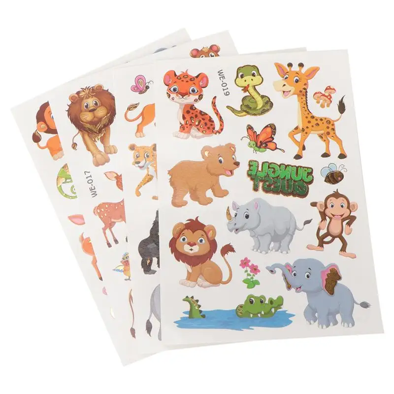 5 шт мультфильм животных татуировки Стикеры переводятся с помощью воды Бумага