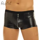 Мужские трусы-боксёры из искусственной кожи, на молнии