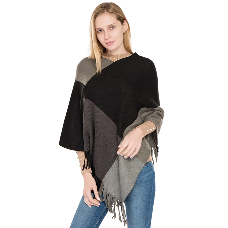 

Large Square Knit Scarve Warm Shawl Autumn And Winter Tassel Decoration Head Cloak Scarve
