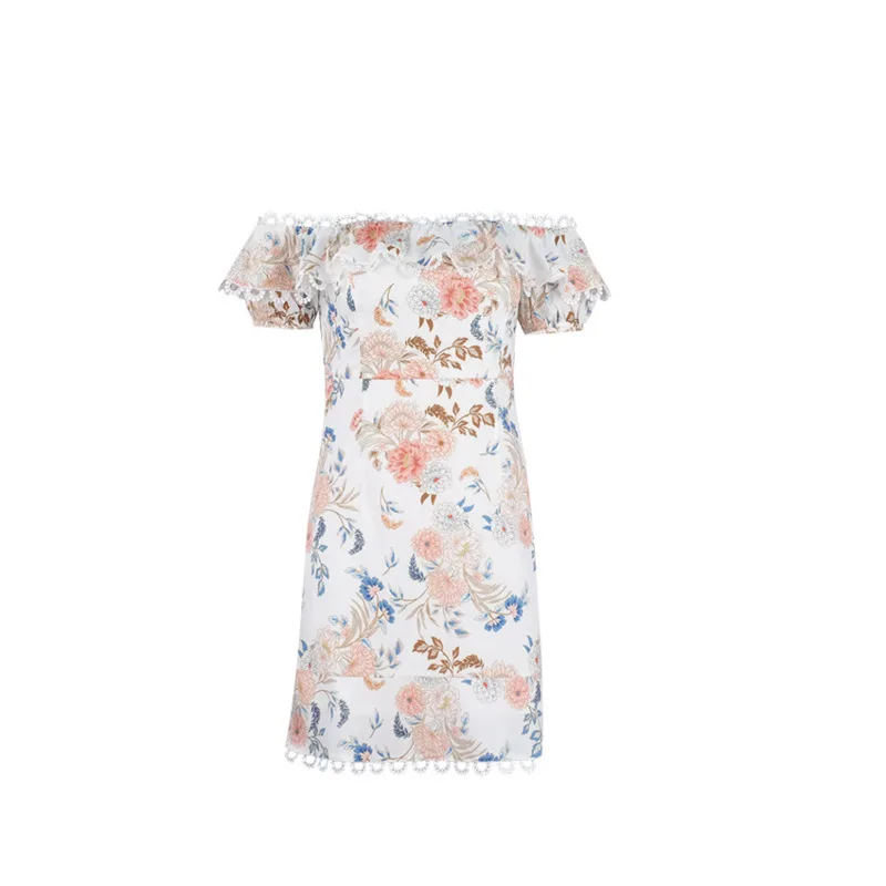 

2021 Elegant Floral Print Women Dress Elegant Floral Print Women Mini Dresses Spring Short Sleeve Pleated Bandage Ladies Dress