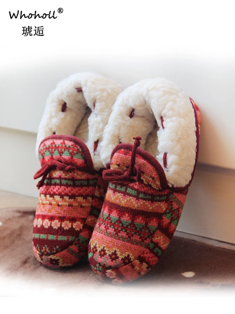 

Winter Slippers Women Soft Weave Cotton Winter Home Shoes Woman Antiskid Sturdy Sole House Women Slippers Memory Foam Design