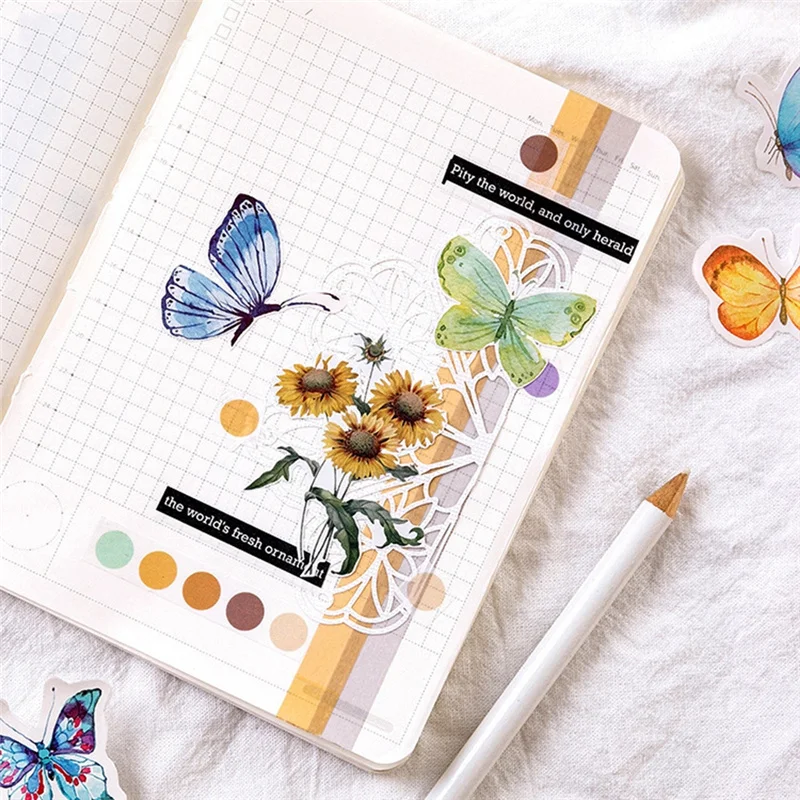 

Various Colors Butterfly Garden 46 Pocket Note Diary Computer Decal Decoration DIY Sticker Universal Sealing Sticker