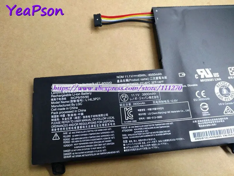 Аккумулятор Yeapson L14L3P21 L14M3P21 для ноутбука Lenovo Flex 3 11 1 1570 Edge 2-1470 1580 в 45 Вт/ч |