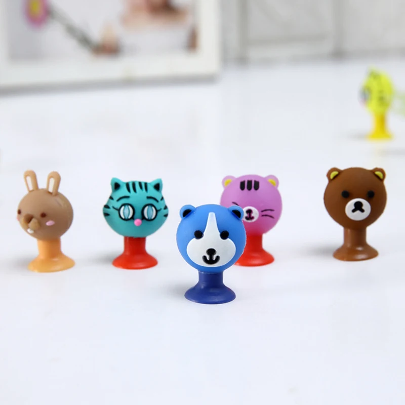 15 шт./лот Мультяшные Милые Животные медведь Кот кролик присоска игрушки ПВХ