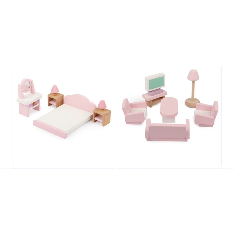 

22 Pack Dollhouse Playhouse Toys Children's Wooden Simulation Small Furniture Toy Kit