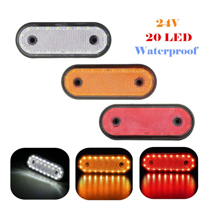 

20 LED 24V Waterproof Side Marker Lights Car External Warning Clearance Tail Indicator Lamp Trailer Truck RV Lorry Pickup Boat