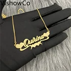 Ожерелье из нержавеющей стали VishowCo ручной работы с именем на заказ, персонализированный Золотой чокер, ожерелье с именной табличкой в форме сердца на заказ для женщин, подарки