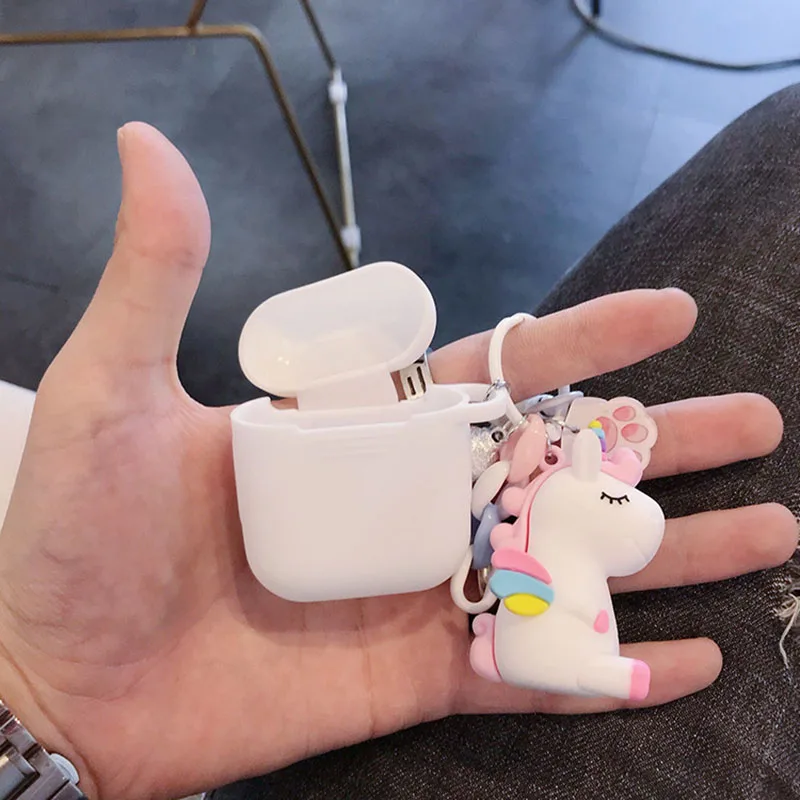 Мультяшный брелок для Apple AirPods 1 чехол милый единорог куклы брелоки силиконовый