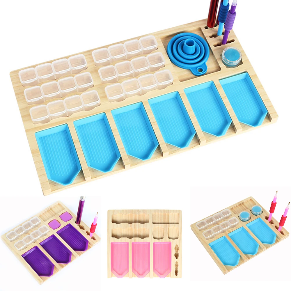 

Держатель-органайзер для инструментов для алмазной живописи 5D, лодочный деревянный лоток, контейнер для хранения дрели, глины и алмазов