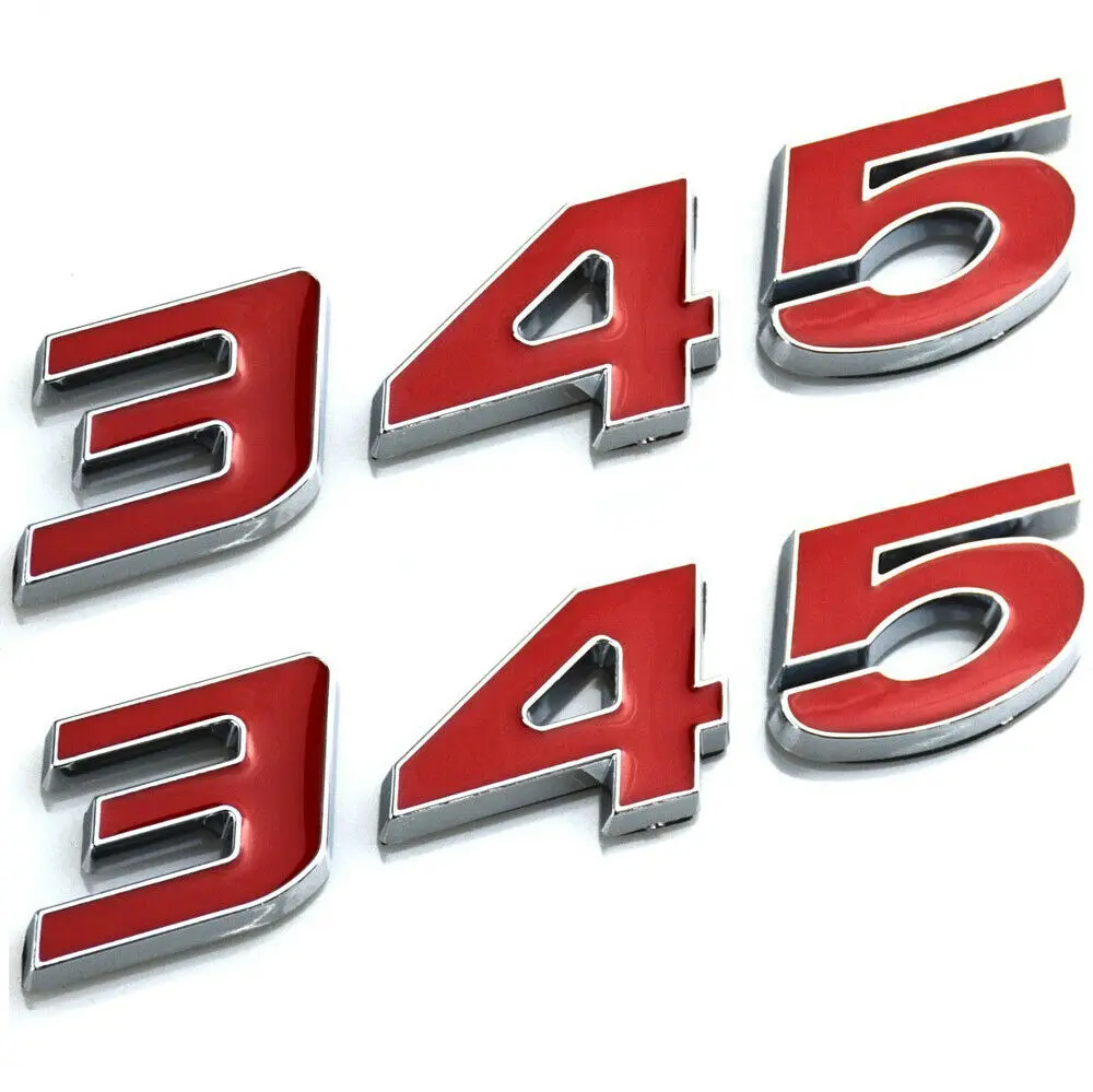 

2Pcs Red 345 Emblem Badge Decal 3D Nameplate Sticker Logo Nameplate
