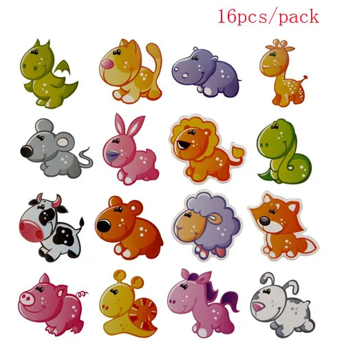 16 pcs Animal 16/10/3 шт. холодильник магнитный Сувенир 3d Животные автомобили овощи, фрукты магниты для холодильника магнит на холодильник декор для детей - Цвет: 16 pcs Animal