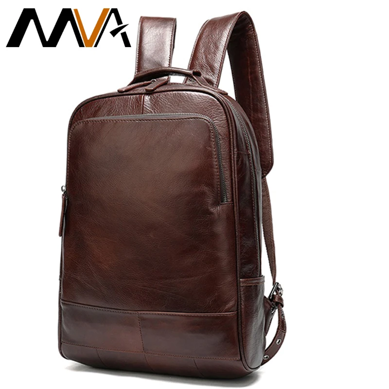 Рюкзак MVA из натуральной кожи для мужчин и женщин школьные ранцы ноутбука 14