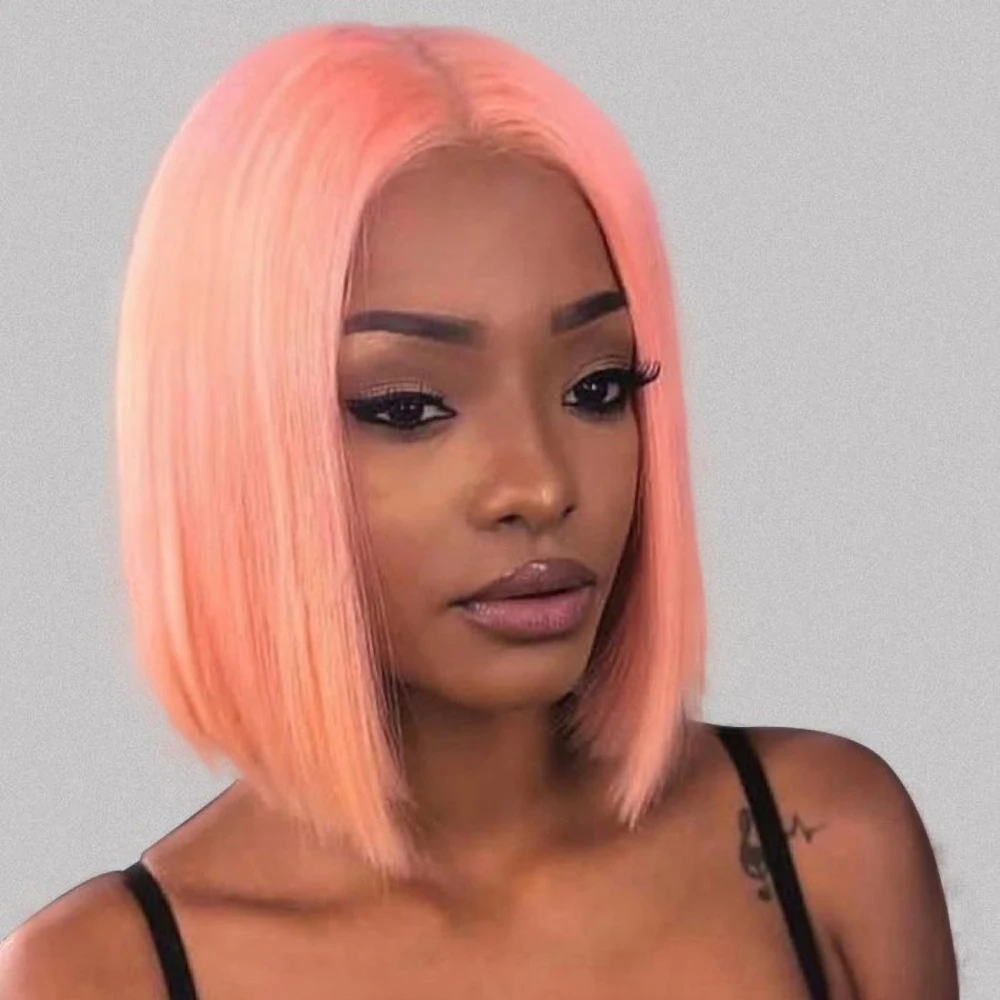 

Short Bob Wig Ombre Lace Front Wigs For Black Women Brazilian Human Hair Highlight Wig Pink Bob Lace Closure Wig Preplucked Hair