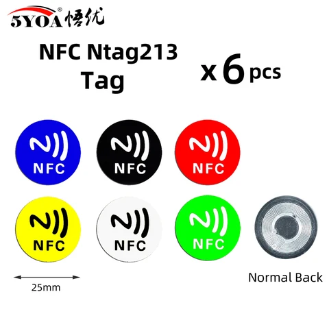 6 шт. NFC Ntag213 Ntag215 Ntag216 наклейка значок Ntag 213 13,56 МГц универсальная Метка RFID Маркер патруль ультралегкий