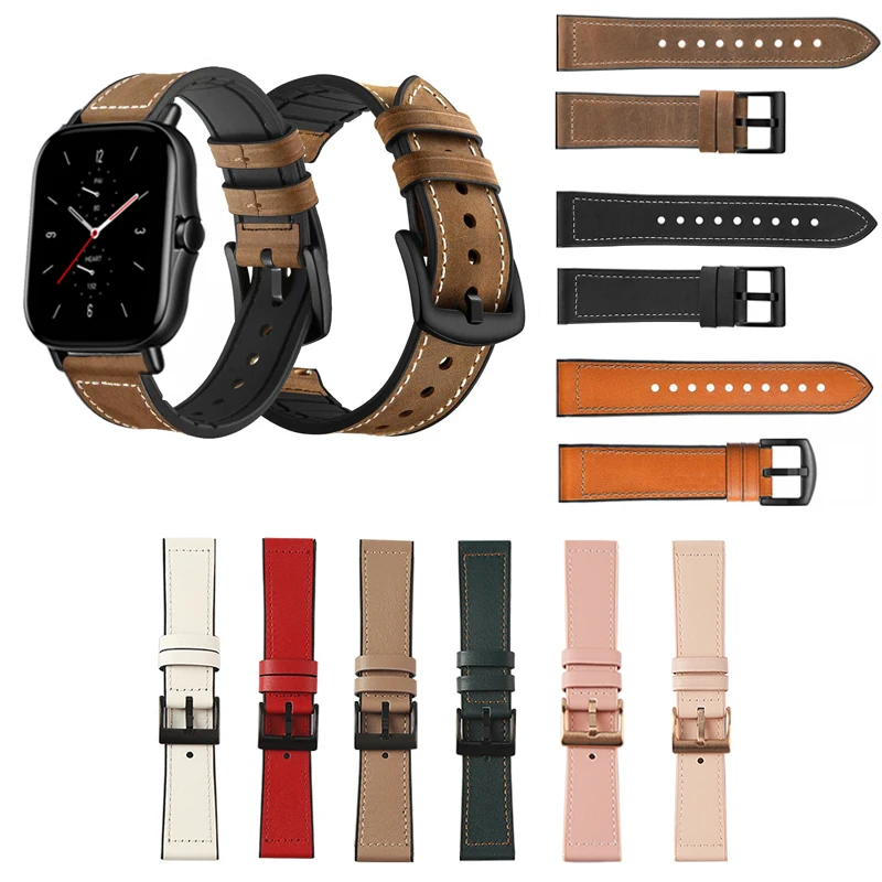 

Ремешок кожаный для Huami Amazfit GTS 2 2e mini, сменный Браслет для наручных часов Amazfit Bip U S lite, 20 мм