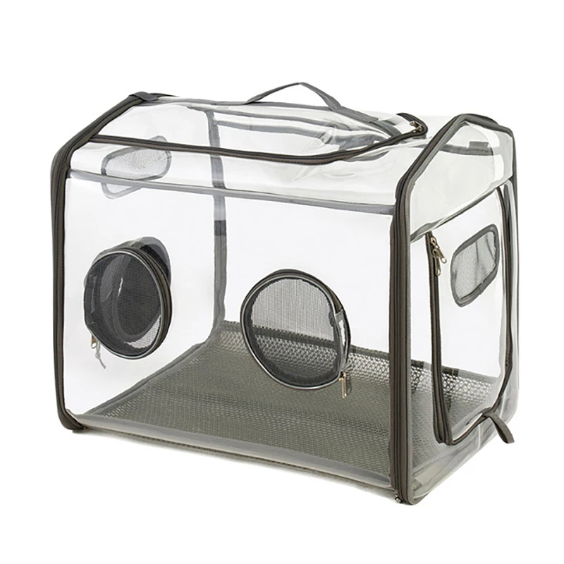 Caja de secado port&aacute;til grande para el cuidado de mascotas, bolsas de viaje para limpiar el cabello, malla transpirable de PVC transparente, plegable, para despu&eacute;s del ba&ntilde;o-0