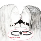 Силиконовый двойной кляп с двумя ремешками, для БДСМ, 50 мм