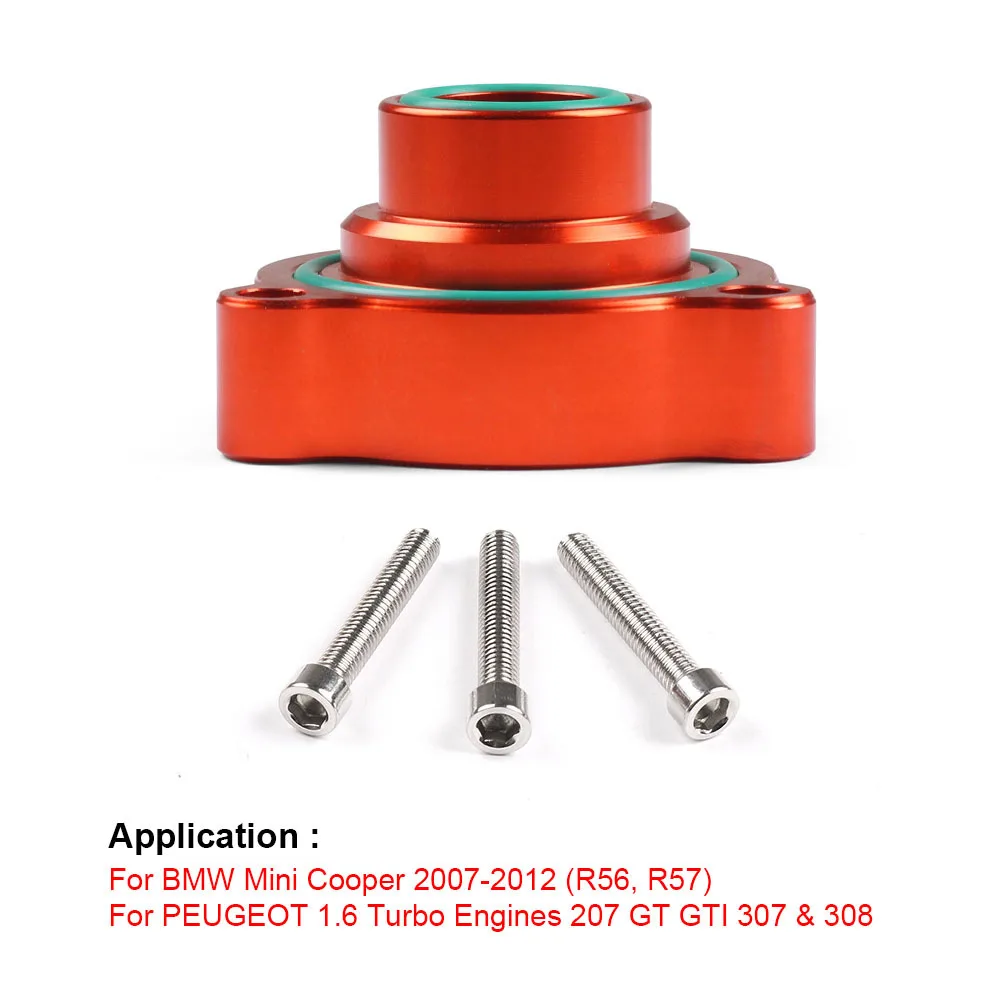 

Turbo BOV Blow Off Valve Dump Adaptor Bolt-On Top Mount For Peugeot BMW Mini Cooper S Turbo engines Orange, Silver, Black
