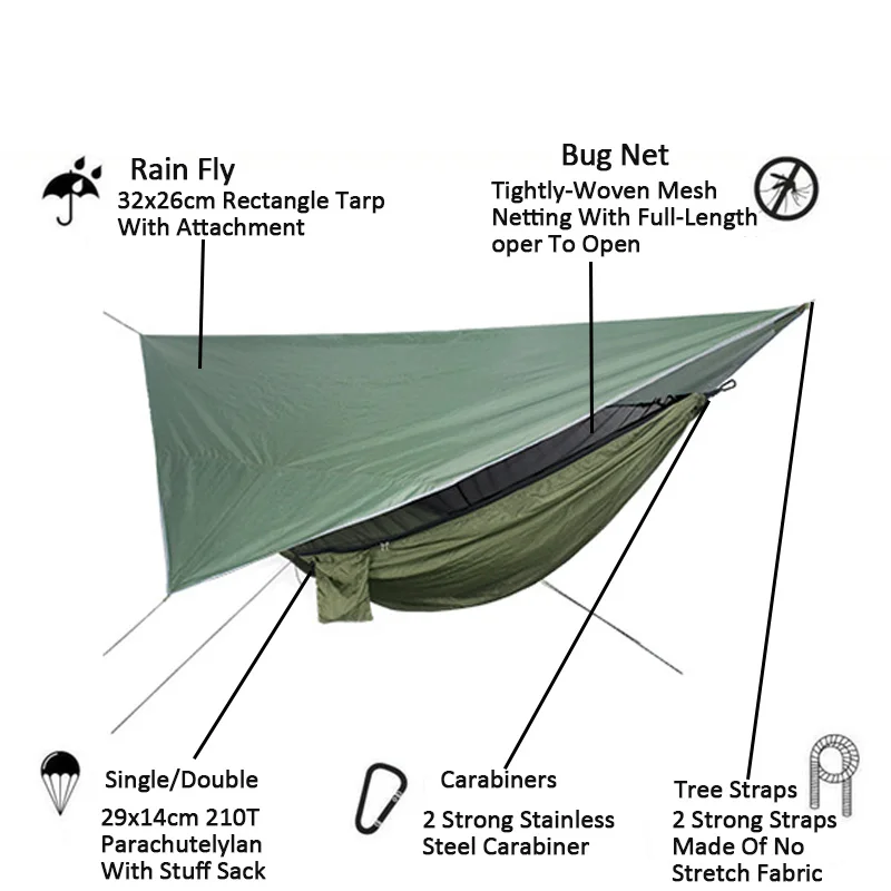 Палатка-гамак наружная с москитной сеткой и защитой от УФ-лучей | Мебель