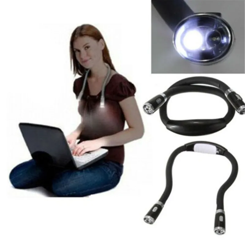 Креативная Светодиодная лампа для чтения, Ночной светильник на шею, гибкий, 4 режима, питание от аккумулятора, лампа для чтения, ноутбука, Ipad