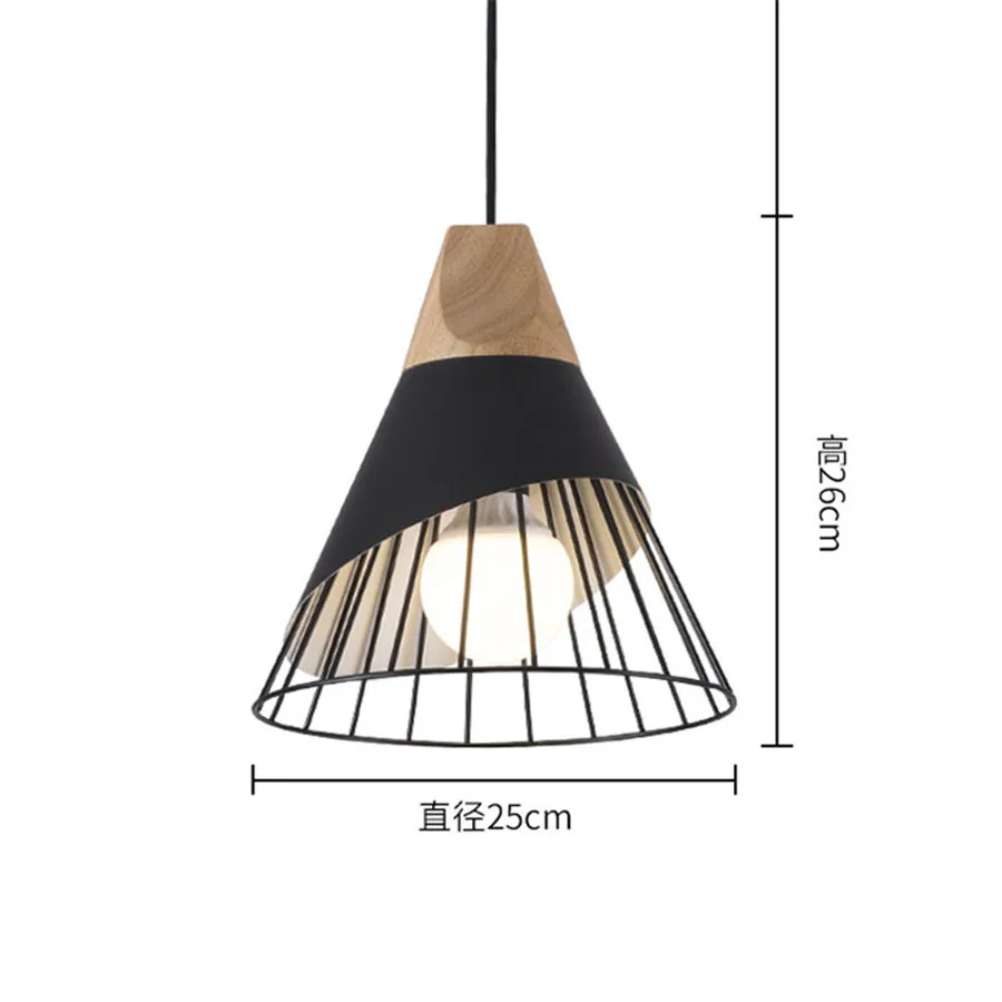 

Vintage Iron Wooden Pendant Lights Retro Iron Cage Pendant Lamp Modern Industrial Hanging Light Fixture For Bedroom Dinning Room