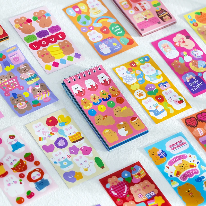 

50 Sheets/pack Cute Cartoon Animals Coil Sticker Book Creative Hand Account Decoration Collage DIY Material Stickers