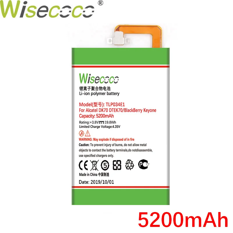 WISECOCO 5200 мАч TLP034E1 батарея для BlackBerry keyone для Alcatel DK70 DTEK70 мобильный телефон последняя продукция+ номер отслеживания