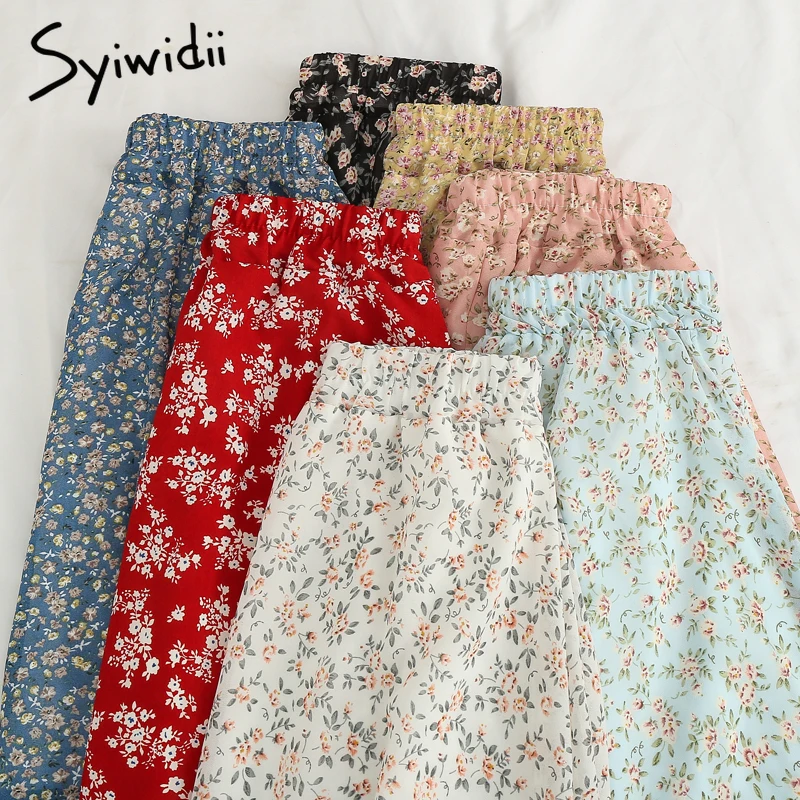 Женская Юбка-миди с цветочным принтом Syiwidii эластичная элегантная винтажная