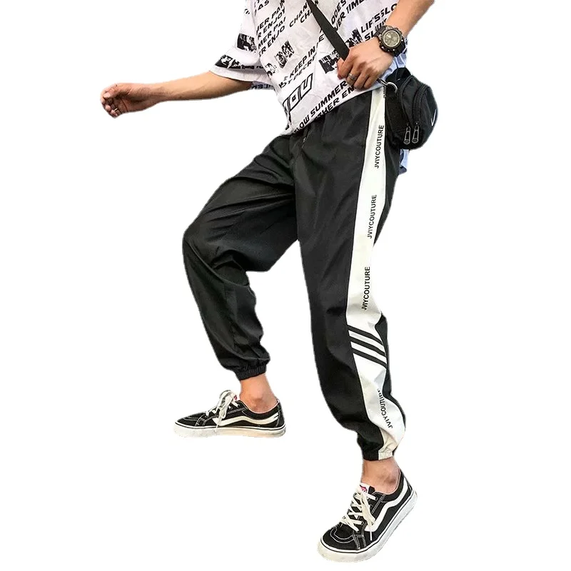

Casual Japanese Style Track Pants Men's Cargo Joggers Reflective Harem Sweatpants Streetwear Male Trousers