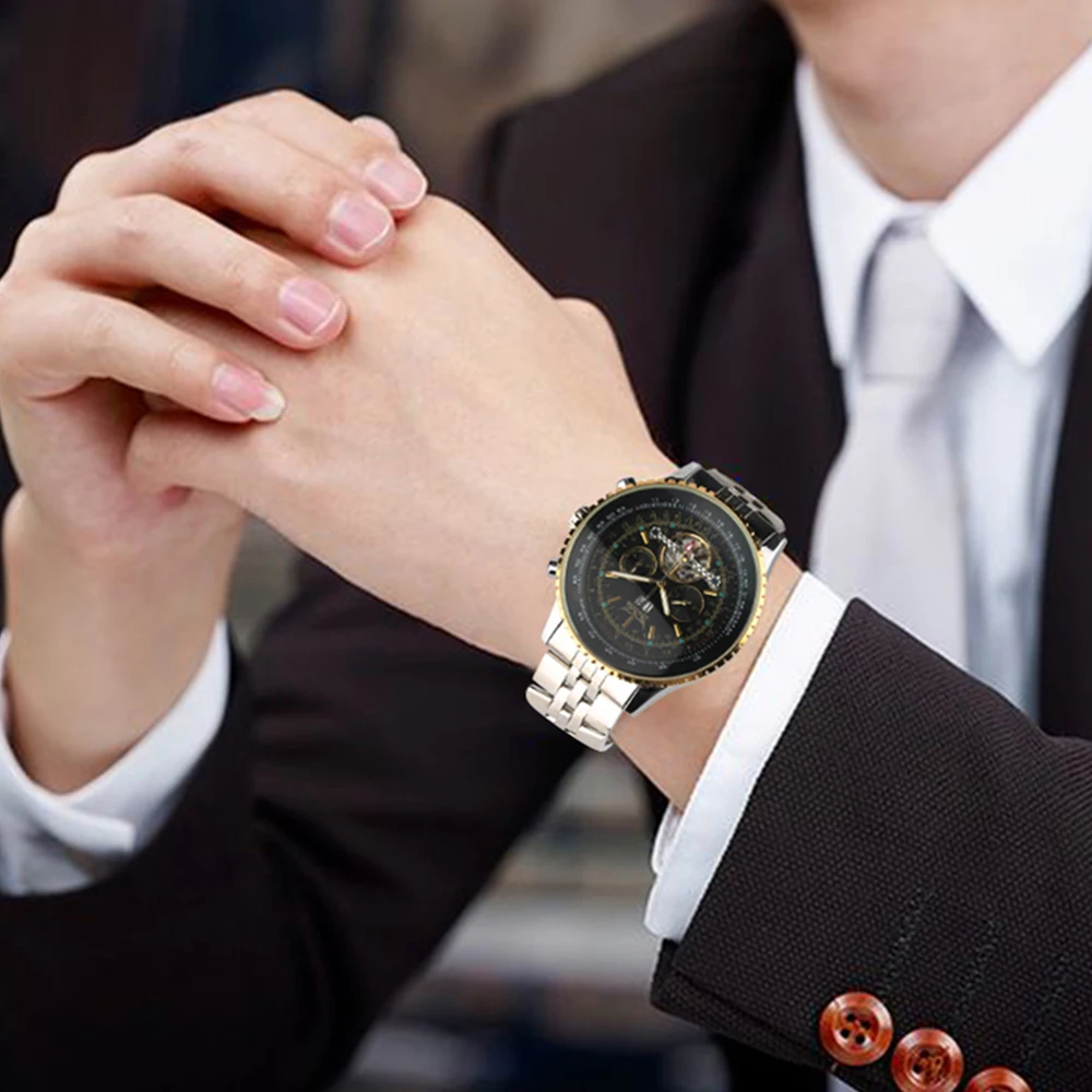 Часы наручные мужские кварцевые многофункциональные со складной застежкой с