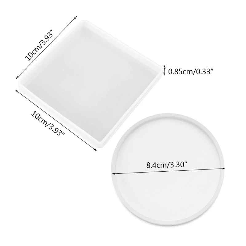 

2 Pcs/Set Round and Square Coaster Crystal Epoxy Resin Mold Cup Mat Pad Silicone Mould DIY Crafts Decorations Ornaments Casting