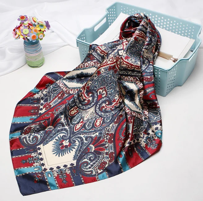 Шелковые павлиньи шарфы 90*90 см женский платок квадратный головной хиджаб шарф