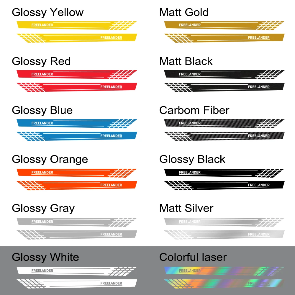 

2PCS Car Door Side Skirt Stripes Vinyl Film Stickers For Land Rover Freelander Auto Decoration Reflective Decals Car Accessories