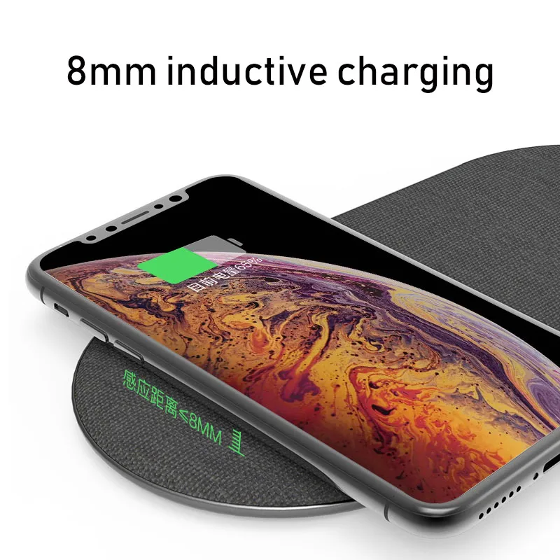 Беспроводное зарядное устройство для iPhone 11 Pro Max X XS XR Samsung Note 10 чёрный/серый |