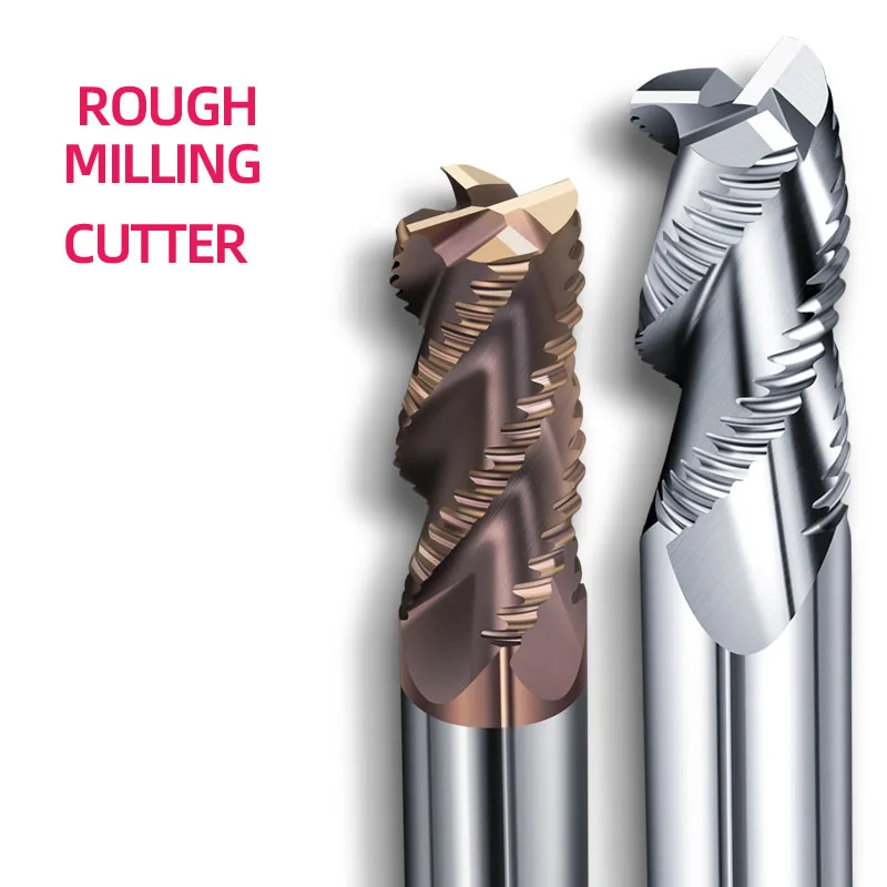 Xuhan Roughing End Mill HRC55 Solid Carbide 3 Flutes 4 Teeth for Steel Iron Aluminum MDF Fiberglass Acrylic Wood Copper Plastic