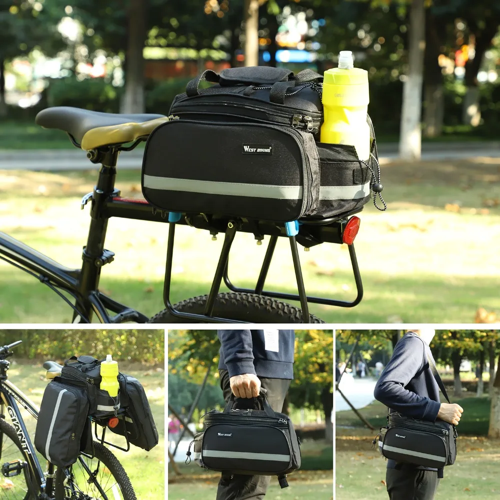 

WEST BIKING bicycle 3 in 1 trunk bag road mountain bike bag large capacity rear tail bag luggage rack tail handbag travel bag
