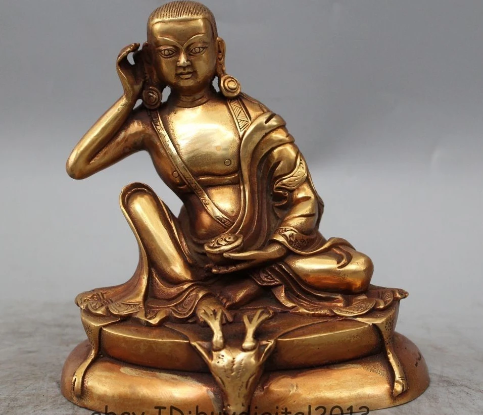 6 &quotКитайский тибетский буддизм Бронзовая позолота миларепа Будда и голова