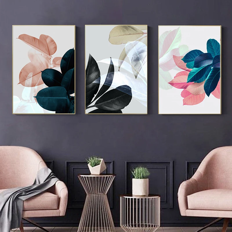 

Wall Art Canvas Painting s and Prints Colorful Leaves Wall Pictures for Living Room Home Decoration Nordic Plants