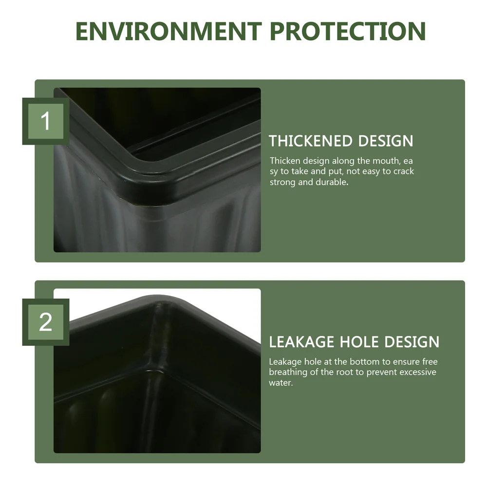 

2Pcs Balcony Vegetable Planting Pot Rectangular Home Flowerpot Dark Green