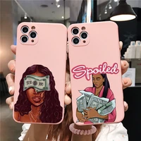 punqzy funny money stacks kash doll black girl phone case for iphone 13 11 12 pro max 7 6s 8 plus x xr xs frosted soft tpu cover