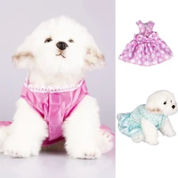 cute dog floral skirts princess style dress for small medium dogs pet clothes summer sweet dog lace bowknot tullle dress