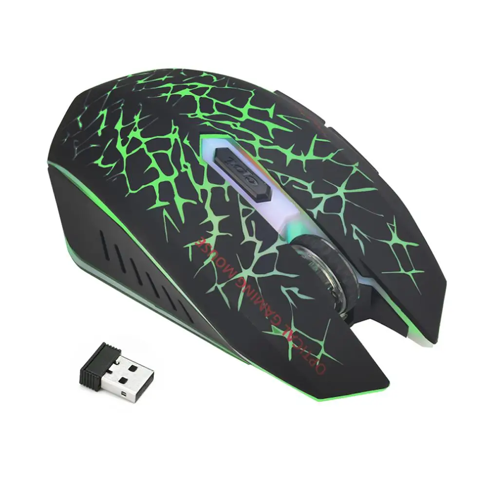 Бесшумная игровая беспроводная мышь 2400 точек/дюйм мигающая 2 4 ГГц перезаряжаемая