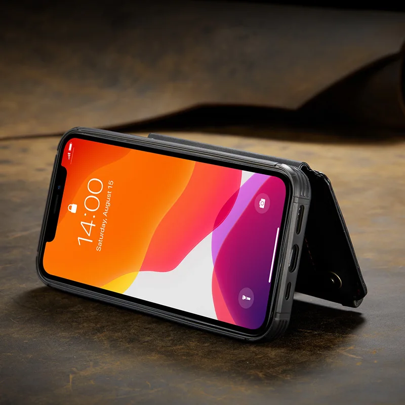 Роскошный чехол бумажник с откидной крышкой для IPhone 11 12 Pro Max 7 8 Plus кожаный