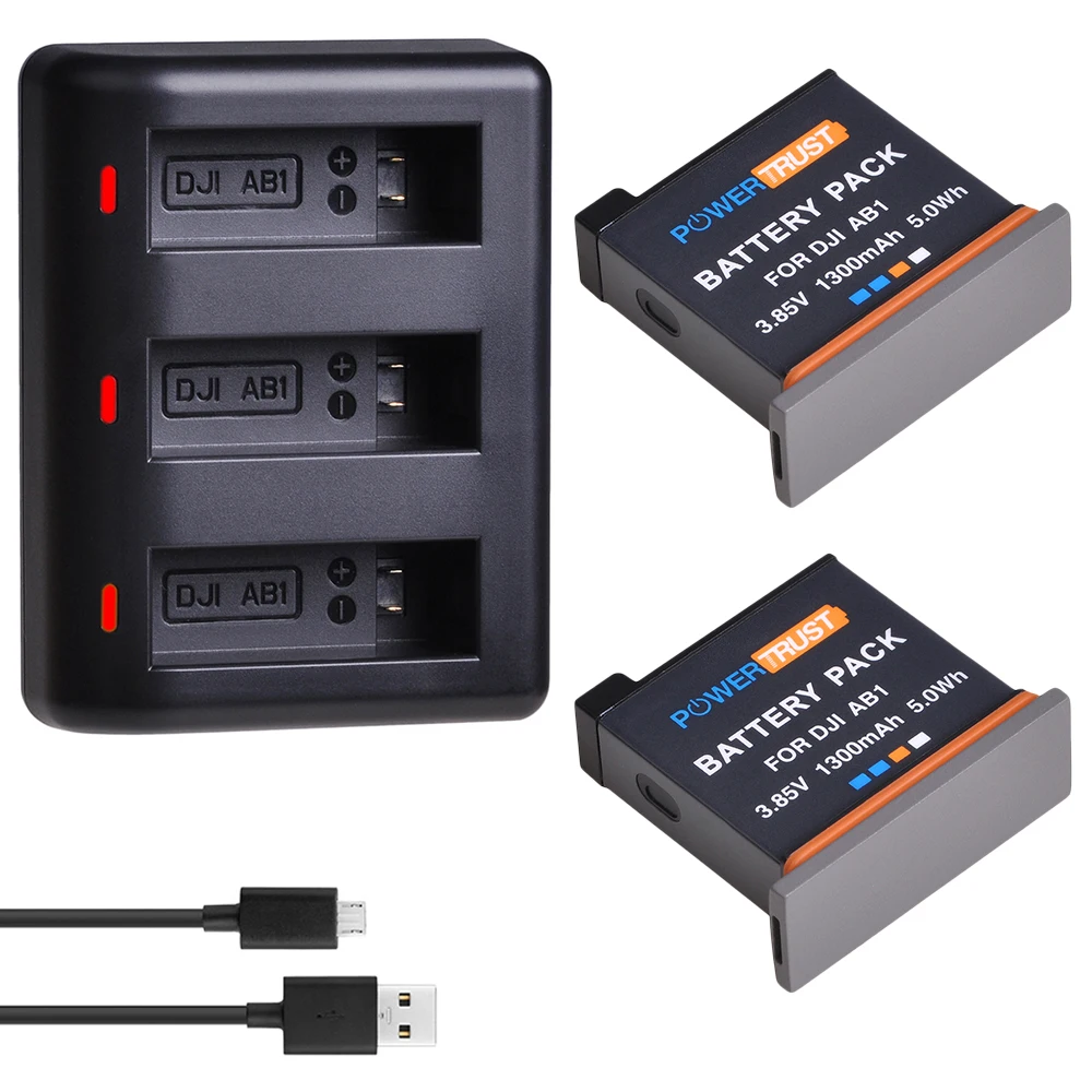 2 Шт. 3.85 В 1300 мАч AB1 Аккумулятор + Быстрое 3 канальное USB зарядное устройство для DJI