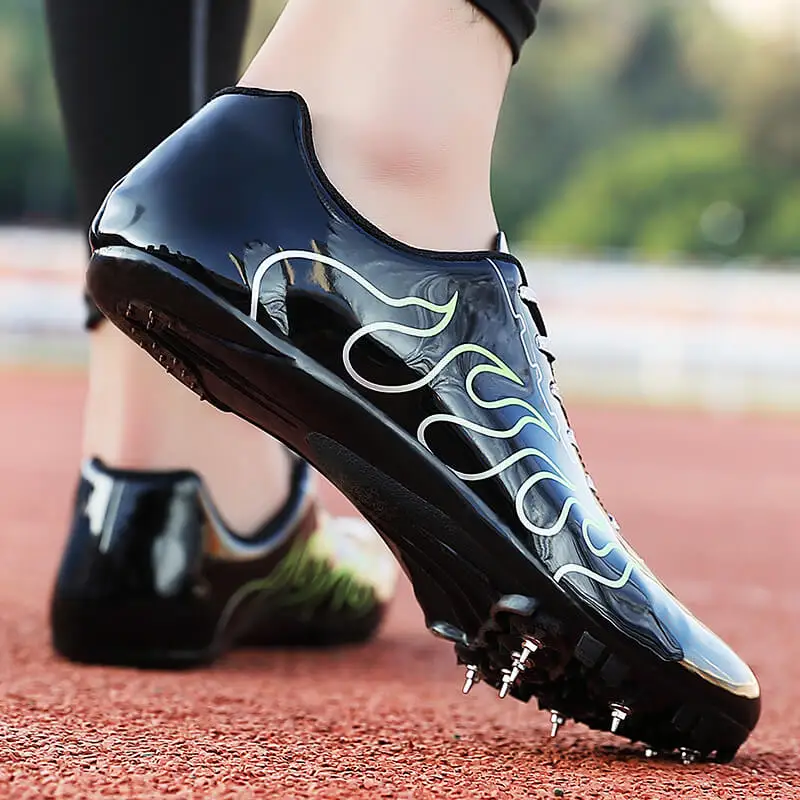 

New Arrival Unisex Track and Field Shoes Black Gold Outdoor Tracking Shoes Professional Student Spike Shoe Anti-Slip Sports Shoe