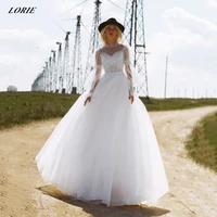 lorie white tulle wedding dress with long puff sleeve a line women bride dress 2022 sweetheart princess wedding gown custom size