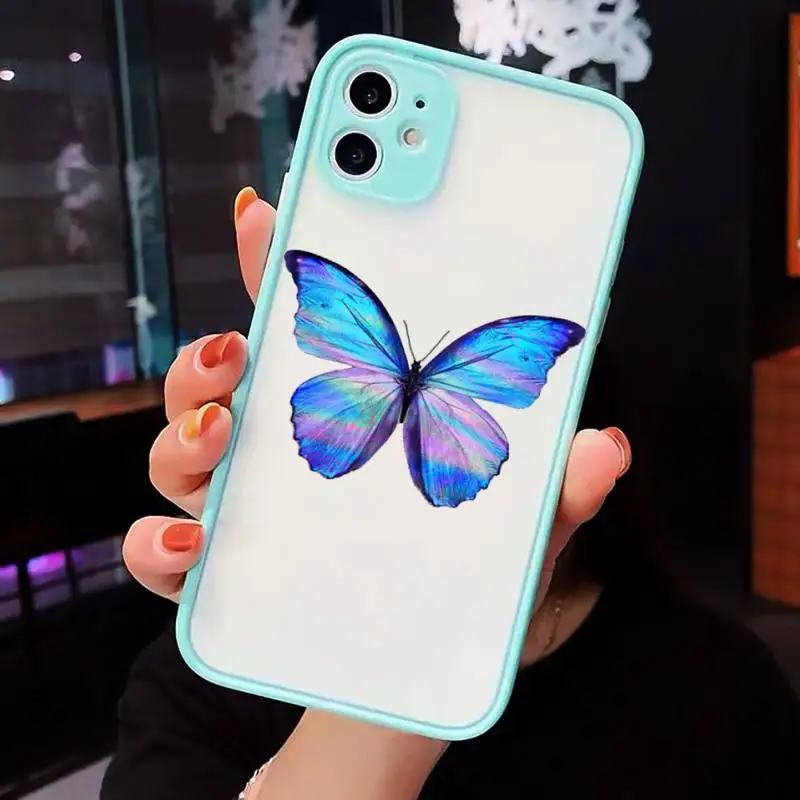 

Vintage Butterfly Fashion Phone Case matte transparent For iphone 7 8 11 12 plus mini x xs xr pro max cover