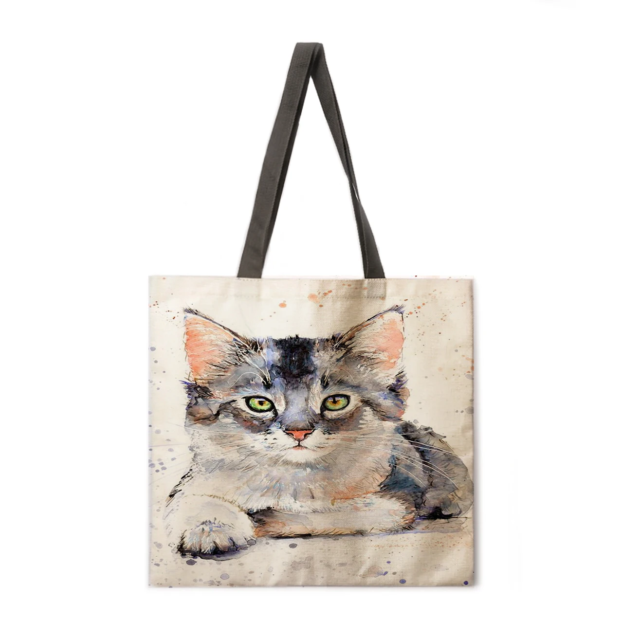 

Flower Small Animal Linen Tote Bag Ladies Tote Bag Fashion Handbag Large Capacity Shopping Tote Bag