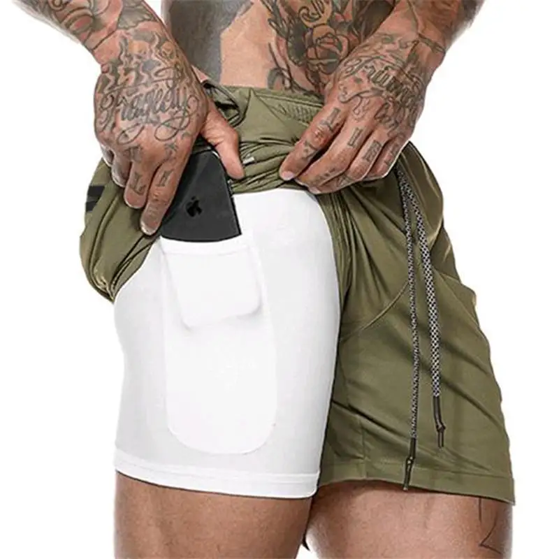 

2021 nouveau t hommes Shorts cach tlphone portable l'intrieur des poches Joggers Fitness sport Shorts schage rapide