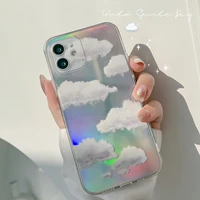 for iphone 12 mini 11 pro max 7 8 plus x xr xs max se 2020 colorful clouds laser phone case clear art lens frame soft tpu cover